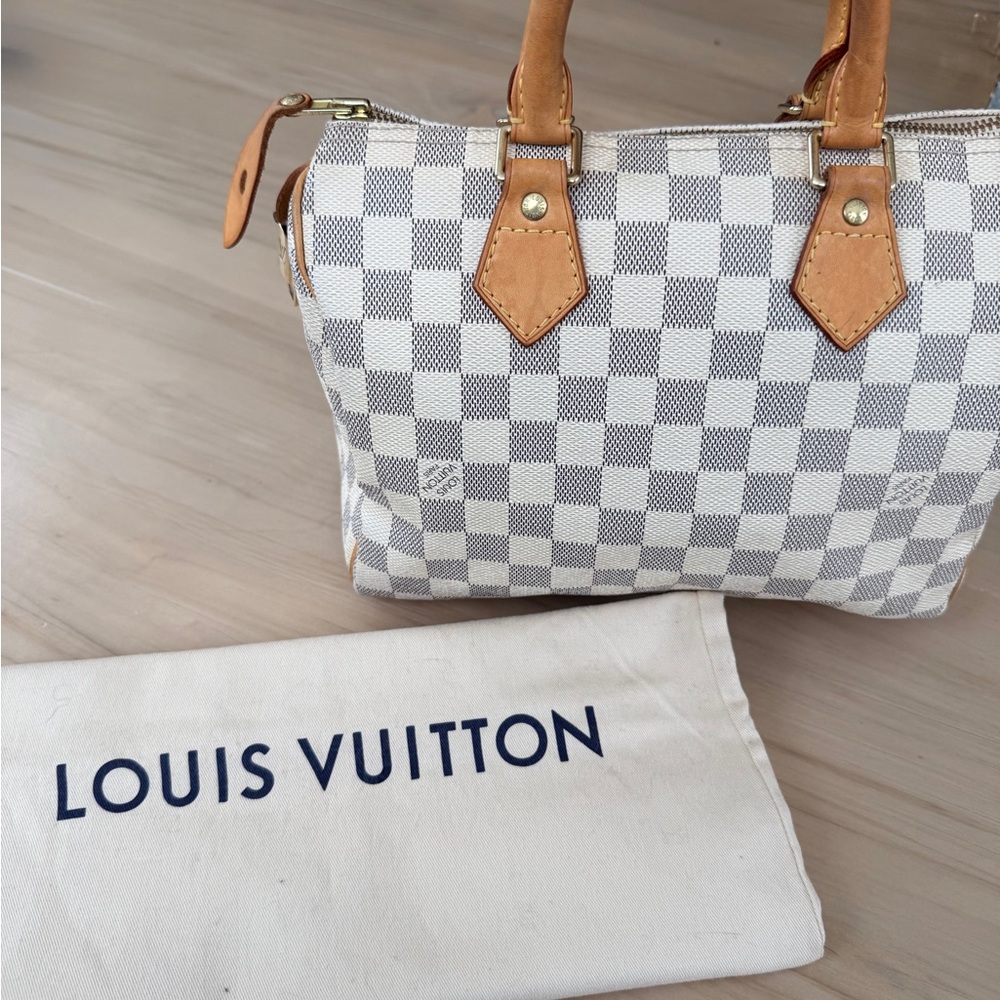 SOLD-Certified LOUIS VUITTON Damier Azur Speedy 25 - Dust Bag, Lock & Key, + COA - Picture 10 of 15